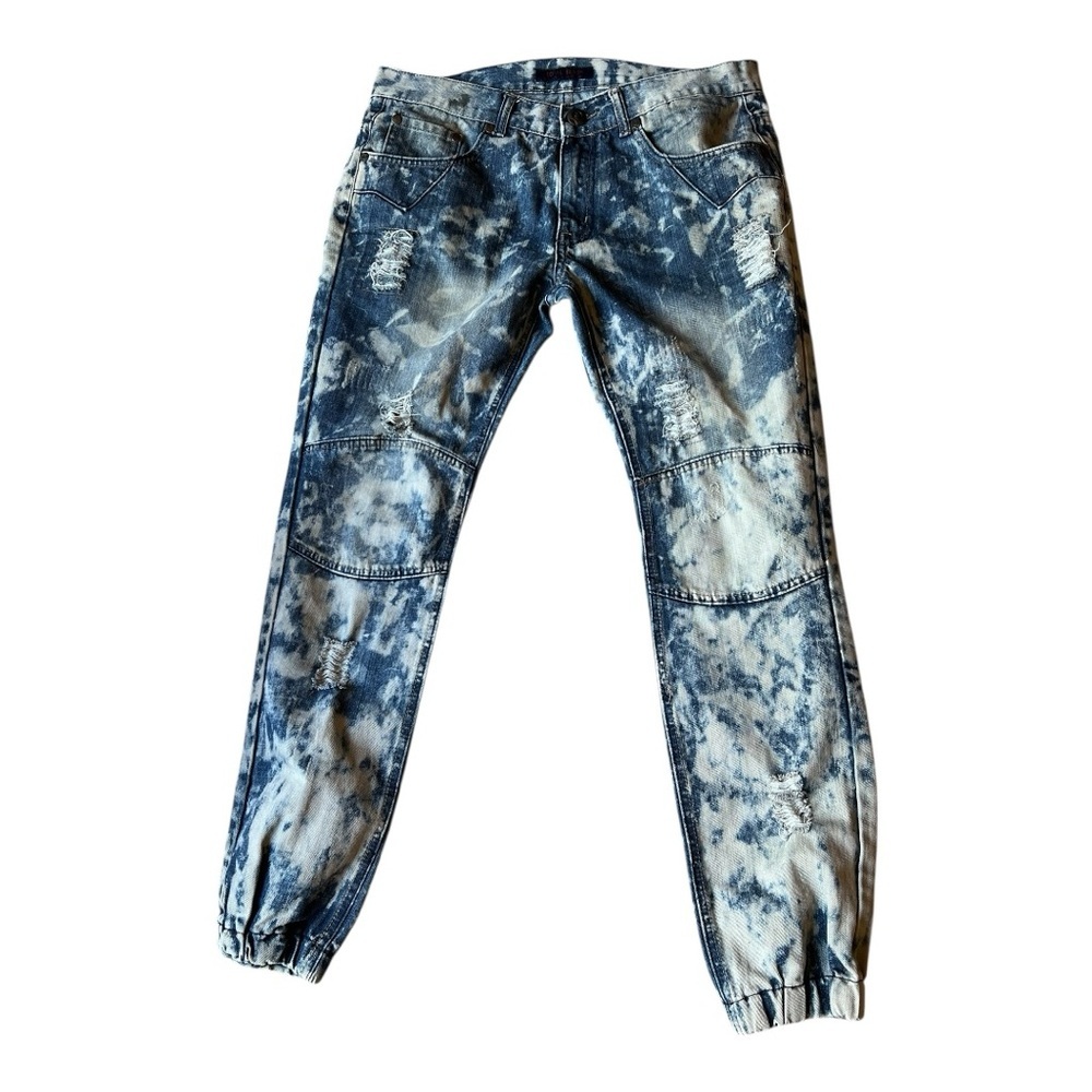 Royal Seven RS7 Slim Fit Jogger Stylish Blue Distressed Men’s Jeans Size 36